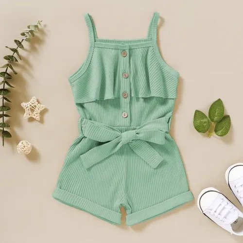 Vista 2 de Ropa para niña pequeña, ropa de verano sin mangas, mameluco de una pieza con cuello halter