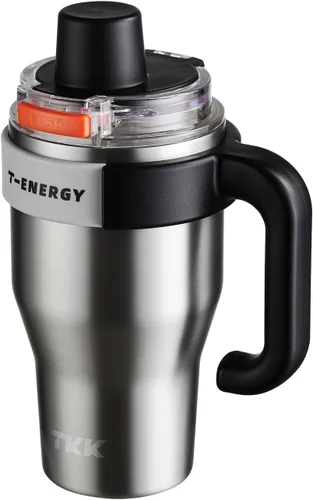 Vista 10 de TKK Vaso de 27 onzas con asa y popote, vaso aislado con revestimiento de cerámica, taza de viaje 100% a prueba de fugas para agua, té helado o café