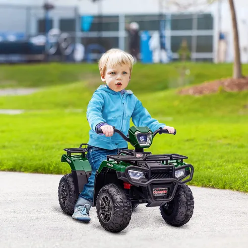 Vista 2 de Aosom Quad ATV eléctrico de 12 V para niños, vehículo de 4 ruedas, 4 km/h, con faro, música, MP3, neumáticos con tracción, batería, para niños de 3