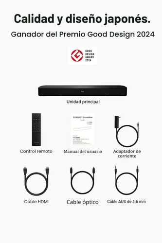 Vista 8 de FUNLOGY Barra de sonido para Smart TV, barra de sonido Bluetooth 5.0 de 100 W 2.1 canales con HDMI ARC, óptico y AUX, control remoto, para proyector