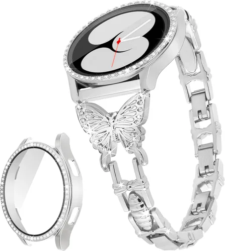 Vista 7 de Correa de mariposa para Samsung Galaxy Watch 4 Band y Galaxy Watch 5 Band-1.575 pulgadas con protector de pantalla, 0.787 pulgadas (0.787 in) correa