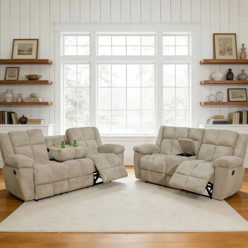 Vista 15 de Juego de sofá reclinable manual, juego de sofá reclinable de microfibra, juego de muebles modernos para sala de estar, sofá reclinable para sala