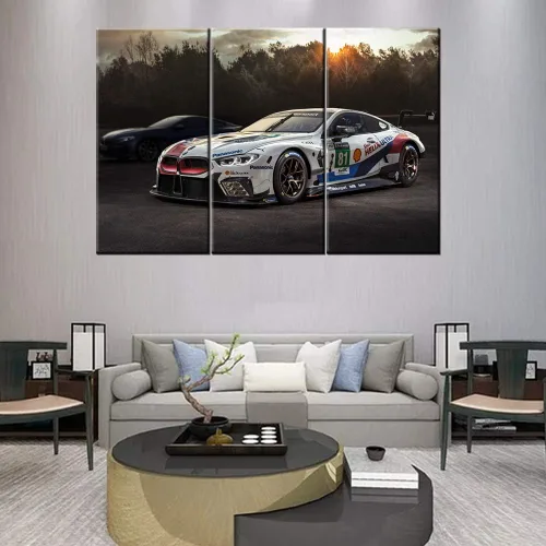 Vista 87 de Arte de pared de auto deportivo rojo para sala de estar, arte de pared de lienzo de súper auto genial, imágenes pósters, 3 piezas, arte moderno