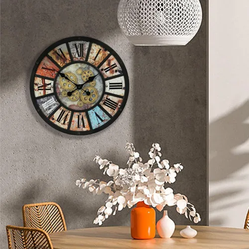 Vista 6 de Unique Moving Gear - Reloj de pared extra grande de 21 pulgadas, funciona con pilas, decoración industrial retro estilo casa de campo steampunk