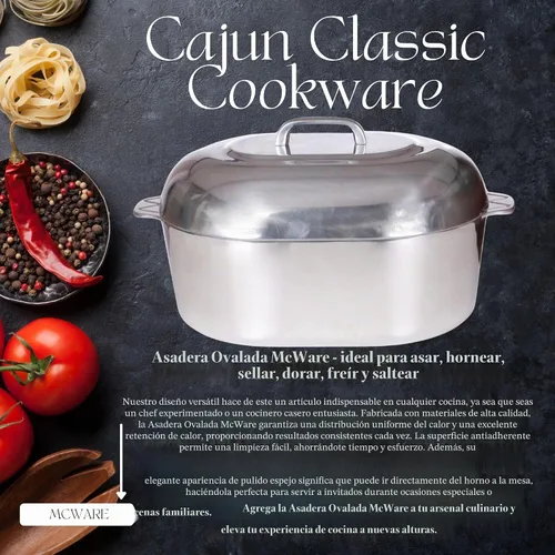 Vista 2 de Asador ovalado de aluminio de 15 pulgadas, McWare by Cajun Classic Cookware