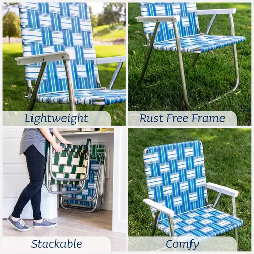 Vista 5 de Lawn Chair USA - Sillas de exterior para campamento, deportes y playa Lawn Chair USA - Sillas fabricadas con marcos de aluminio ligeros y cinchas