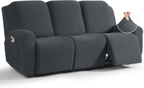 Vista 53 de TAOCOCO Funda reclinable de 4 piezas, funda elástica para sofá reclinable de 4 piezas, funda reclinable con 1 asiento, protector de sofá suave