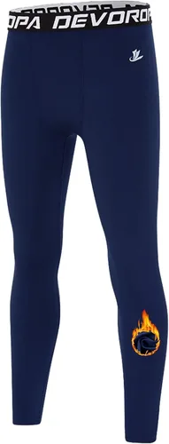 Vista 8 de DEVOROPA - Leggings de compresión para niños, mallas deportivas con forro polar, capa base térmica Verde militar (forro polar)