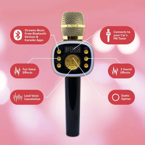 Vista 3 de Máquina de Karaoke en Auto para Niños y Adultos, Micrófono de Karaoke en Auto 2.0 - Micrófono de Karaoke Inalámbrico y Bluetooth con Efectos
