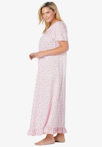 Vista 4 de Dreams & Co. Pijama largo de algodón con estampado floral para mujer, talla grande