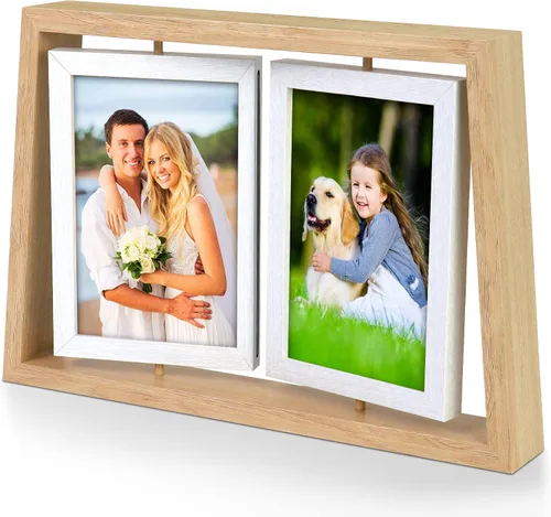 Vista 13 de ZEEYUAN Marco de fotos plegable con bisagras de 4 x 6 y 5 x 7 pulgadas, regalos para mamá madre, día de la madre, regalos para mamá de hija hijo