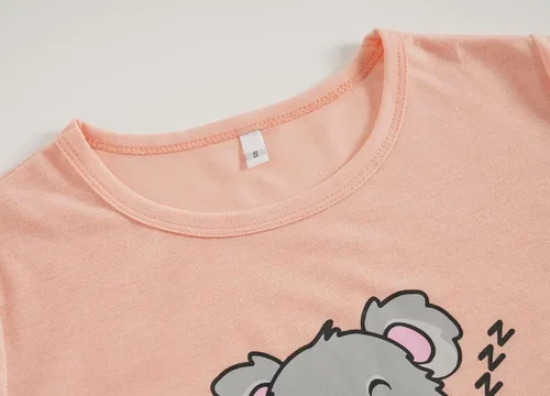 Vista 3 de Hupohoi Conjunto de pijama lindo de verano para niñas grandes, ropa de dormir estampada en forma de corazones a