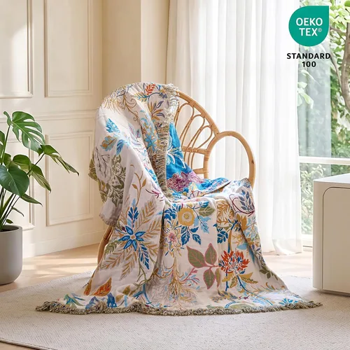 Vista 128 de MSGKV - Manta bohemia/primaveral de algodón para sofá y sala de estar, de gasa acogedora, de 50 x 60 pulgadas 50"x60" Cotton Throw, Woven Bird