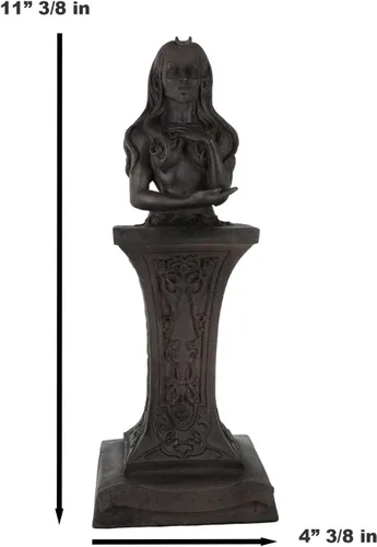 Vista 6 de Ebros Neopaganismo Wicca Estatua de deidad primaria con la luna creciente femenina Triple Diosa Bustos en pedestal Figura Wicca Decoración del hogar