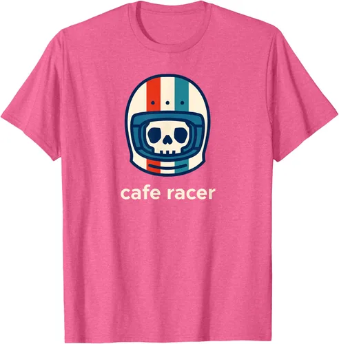 Vista 29 de Cafe Racer Moda Simple Casco Diseño Motocicleta Camiseta Negro