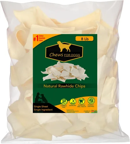 Vista 4 de Masticables para perros Chips de cuero crudo de primera calidad. Golosinas naturales con pieles de res gruesas (2 libras)