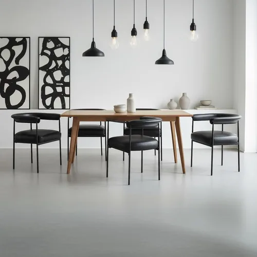 Vista 4 de LukeAlon Juego de 2 sillas de comedor de piel sintética, silla de cocina tapizada con respaldo abierto con patas de metal negro, respaldo curvado