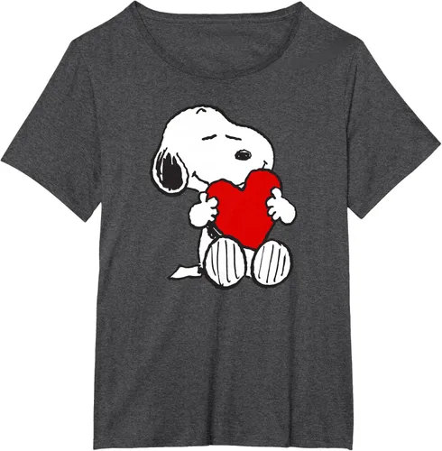 Vista 32 de Peanuts Camiseta de San Valentín Snoopy Hugging Heart, Negro