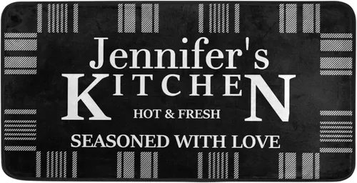 Vista 11 de Alfombras de cocina personalizadas con diseño de búfalo blanco, antideslizantes, acolchadas, antifatiga, para baño, cuarto de servicio, estar parado