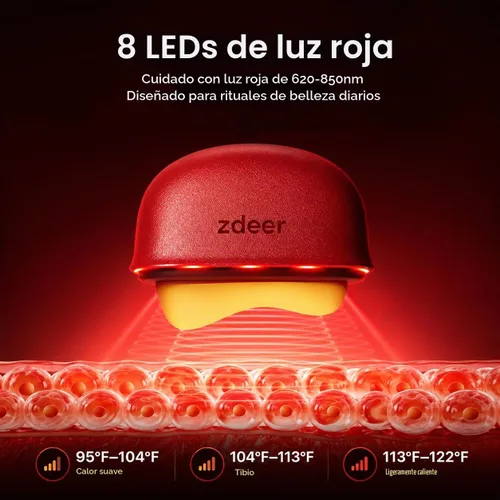 Vista 7 de ZDEER GS5 Electric Heated Gua Sha Tool, Red Light Face Massager, Red Rojo