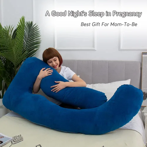 Vista 9 de Almohadas de embarazo de 60 pulgadas para dormir, almohada corporal extra grande en forma de U, almohada de embarazo, almohada de maternidad