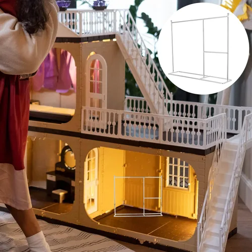 Vista 6 de Gadpiparty Mini perchero de ropa para muñecas, perchas de ropa para muñecas, para almacenamiento y exhibición de ropa de casa de muñecas