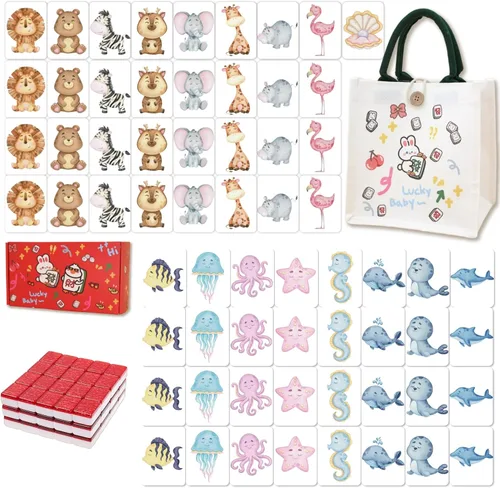 Vista 10 de Vita Mahjong - Juego de azulejos de 65 piezas, juego de mesa para 2 Panda y oso pardo