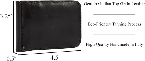 Vista 2 de Tony Perotti Mens Money Clip Bifold Wallet Slim Minimalist Card Case Pockets Italian Leather