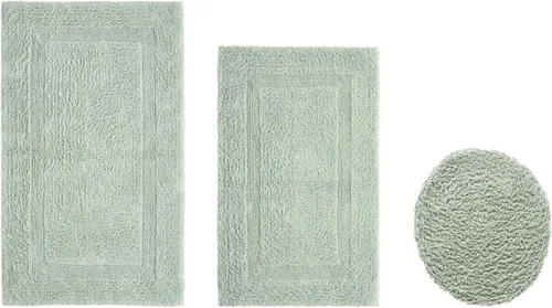 Vista 467 de Better Trends - Juego de 2 alfombras de baño 100% algodón, extra suaves, con borlas, de 17" x 24", alfombra de baño superabsorbente y reversible