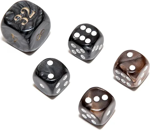 Vista 4 de Bello juegos Deluxe dados de imitación de mármol sets-black/, Azul, 5/8