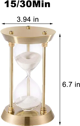 Vista 20 de Temporizador de arena vintage de 1 minuto, reloj de arena pequeño de 4.9 pulgadas, reloj de arena de latón antiguo, reloj de arena de 1 minuto