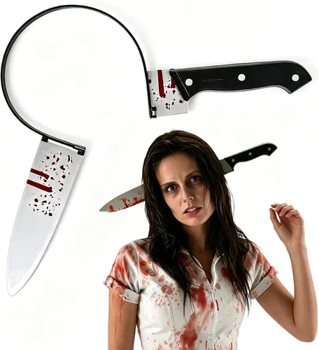 Vista 6 de Cooplay Spoofing - Disfraces de terror, accesorios para el cabello, accesorios para el cabello, bandas para el cabello, broma de hacha decapitada