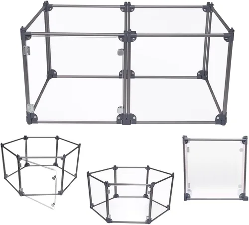 Vista 7 de Front Row Corralito plegable para perros, duradero y portátil, para hacer ejercicio, descansar y jugar, paneles de valla transparentes con varillas