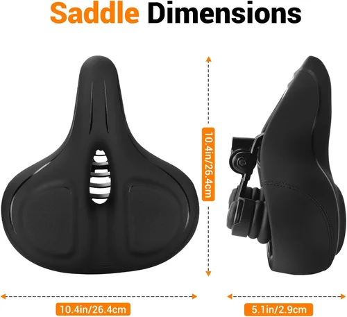 Vista 7 de TONBUX Wide Bike Seat for for Men & Women, Comfortable Peloton Bike Seat Cushion, Large Bicycle Seat for Stationary, Exercise, Ebike, Cruiser
