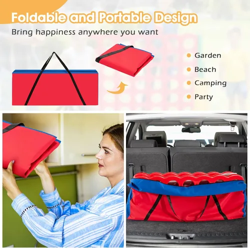 Vista 2 de COSTWAY Bolsa de transporte gigante 4 en una fila, bolsa de almacenamiento para juego gigante gigante de 4 en fila (juego no incluido), bolsa