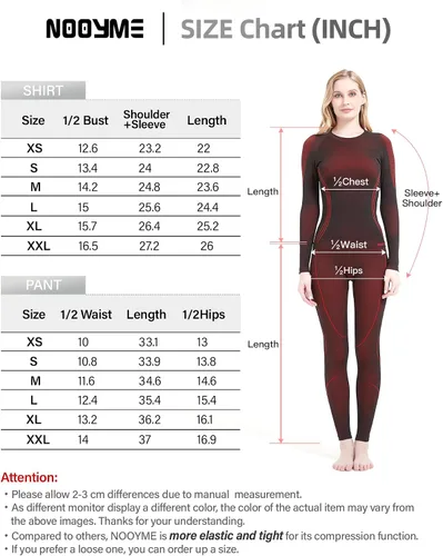 Vista 5 de NOOYME Ropa interior térmica para mujer, capa base, clima frío, pantalones largos para mujer