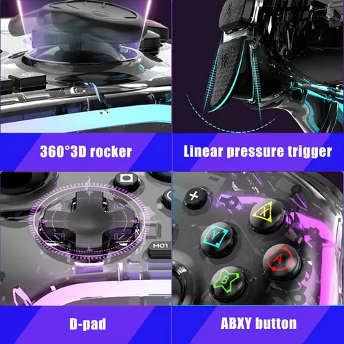 Vista 3 de Megadream Controlador de juego inalámbrico transparente Gamepad para iOS Android PC NS Switch PS5 PS4 PS3 Steam Deck funciona con iPhone 14131211X