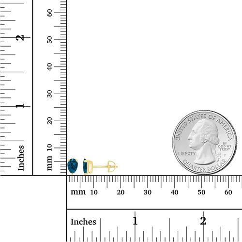 Vista 4 de Aretes de tuerca de plata de ley 925 chapada en oro de 14 quilates, hipoalergénicos, 0.236 x 0.157in, corte de pera, piedra natal auténtica