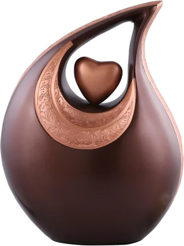 Vista 16 de Gran urna de lágrima negra con corazón plateado para cenizas humanas masculinas - Urnas para hombres y mujeres adultos - Urnas de cremación