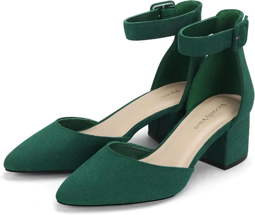 Vista 3 de Women's Closed Toe Heels Low Block Pumps Pointed Toe Business Dress Shoes