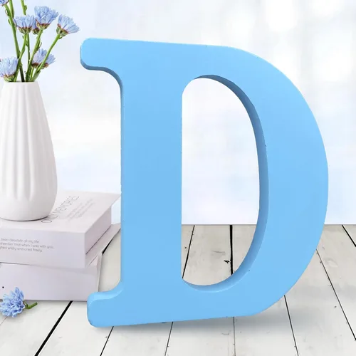 Vista 10 de AOCEAN - Letras de madera azul de 6 pulgadas, letras de madera sin terminar para decoración de pared, letras decorativas en pie, cortes de letras