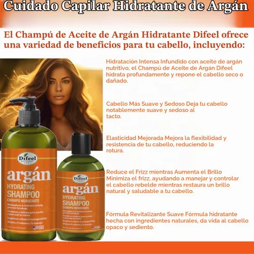 Vista 5 de Difeel Champú hidratante de argán 33.8 oz. - Champú de aceite de argán natural sin sulfato para el cabello