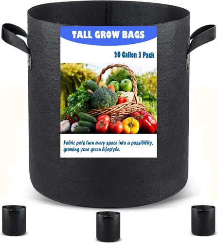 Vista 12 de Paquete de 5 bolsas de cultivo de 3 galones, macetas de cultivo de plantas de tela no tejida de alta resistencia para verduras Heavy Duty