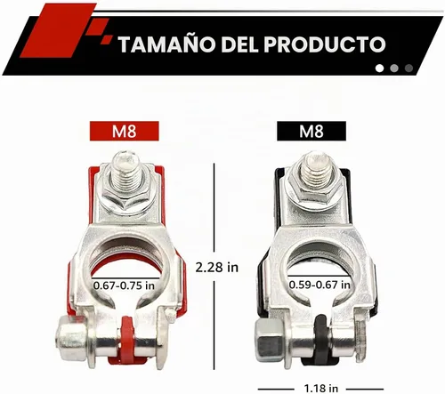 Vista 2 de 2 conectores de terminal de batería, adaptador de poste superior de terminal de batería positivo y negativo, terminales de batería con parte