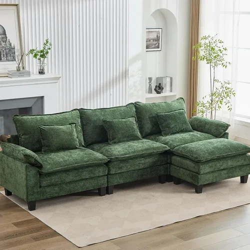 Vista 53 de Sofá Seccional, Sofá Modular Cloud con Otomana, Sofás Cama de Asiento Profundo con Almohadas Decorativas, Cómodo Sofá de Dos Plazas de Chenilla