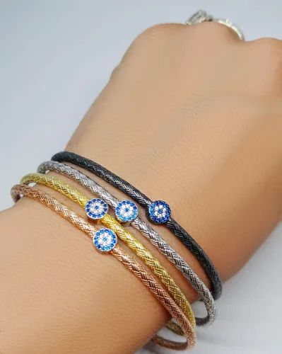 Vista 5 de Pulsera de plata de ley contra el mal de ojo para mujer