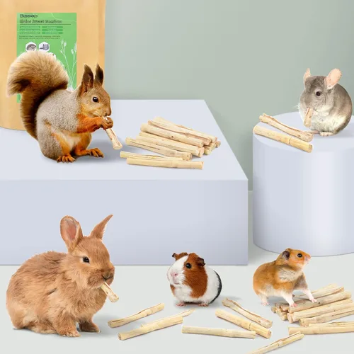 Vista 6 de Bissap Palitos masticables de bambú dulce de 8.82 oz/0.5 libras para conejos, golosinas molares de conejo, bocadillos para animales pequeños