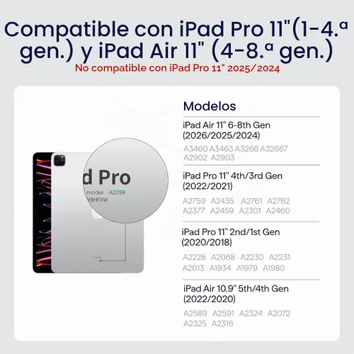 Vista 2 de PITAKA Funda para iPad Pro de 11 pulgadas, compatible con iPad Air M3/M2 de 11 pulgadas (4ª-7ª generación) y iPad Pro de 11 pulgadas Negro