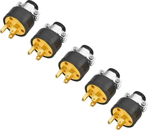 Vista 4 de Cable de extensión para reparación de cables eléctricos de 15 amperios, 125 voltios, 1 juego de conectores de repuesto macho hembra de 3 clavijas