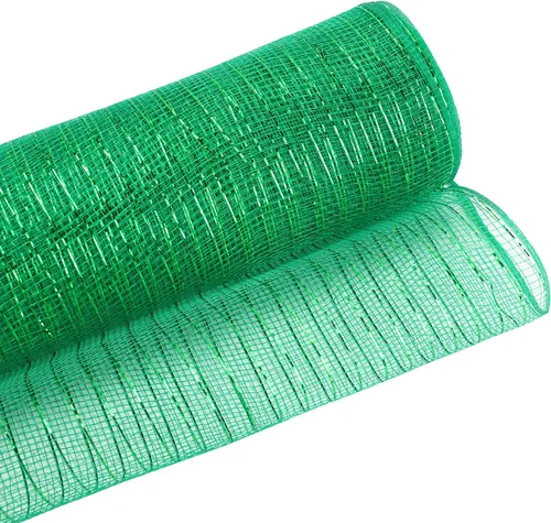 Vista 4 de MEEDEE Rollos de 10 pulgadas de malla decorativa verde esmeralda Malla verde para hacer coronas Cinta de malla verde para árbol de Navidad